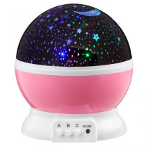 LED projektor noční oblohy do pokoje, nastavitelná barva svícení, na baterie + USB, růžový