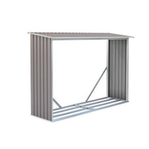 Plechový přístřešek na dřevo malý, k plotu / ke stěně, šedý, 242x160x75 cm