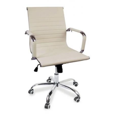 Designová kancelářská židle s nízkým prohnutým opěradlem, chrom / béžová, do 120 kg