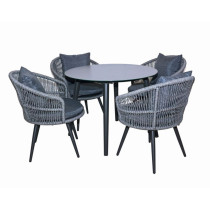 Luxusní ratanový nábytek pro 4 osoby, interiér / zahrada / terasa, antracit + tmavě šedá