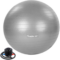 Velký nafukovací gymnastický míč pro sezení / cvičení / rehabilitace, šedý, vč. pumpy, 85 cm