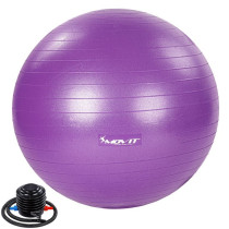 Velký nafukovací gymnastický míč pro sezení / cvičení / rehabilitace, fialový, vč. pumpy, 75 cm