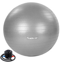 Velký nafukovací gymnastický míč pro sezení / cvičení / rehabilitace, šedý, vč. pumpy, 75 cm