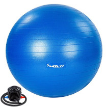 Velký nafukovací gymnastický míč pro sezení / cvičení / rehabilitace, modrý, vč. pumpy, 65 cm