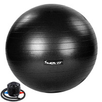 Velký nafukovací gymnastický míč pro sezení / cvičení / rehabilitace, černý, vč. pumpy, 55 cm