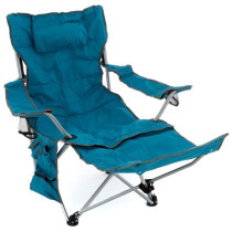 Pohodlná kempinková židle / kempinkové lehátko 2v1, odnímatelná nožní část, natavitelná, modrá