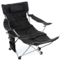 Pohodlná kempinková židle / kempinkové lehátko 2v1, odnímatelná nožní část, natavitelná, černá