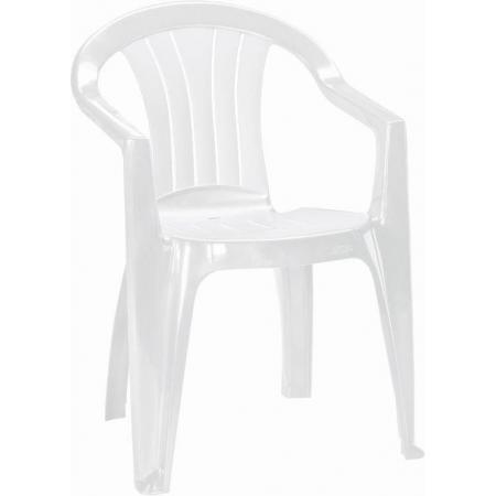 Klasická venkovní plastová židle na zahradu / terasu / balkon, bílá