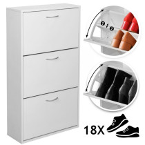Bílá skříňka na boty s výklopnými zásuvkami do chodby / šatny, 59x105x22 cm