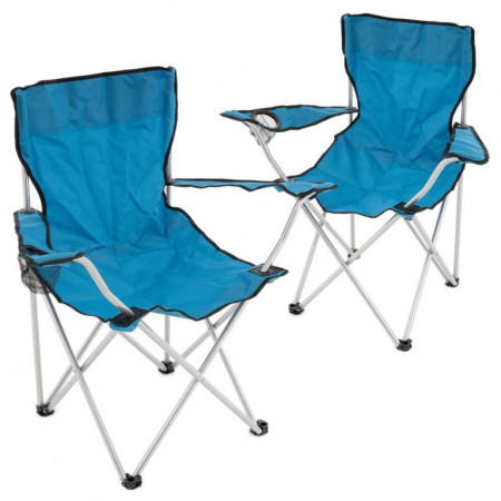 2x kempigová / rybářská skládací židlička s kapsou na drobnosti, modrá, do 120 kg