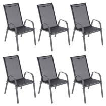 6x zahradní židle se síťovaným prodyšným potahem šedá / černá