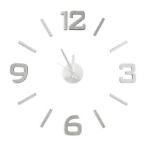Nástěnné samolepící hodiny stříbrné, velké číslice, průměr 60 cm