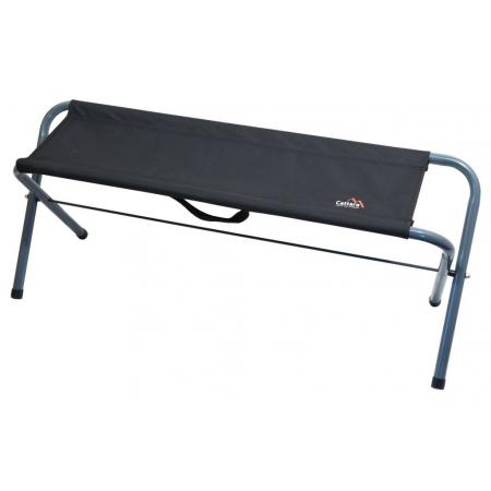 Skládací přenosná kempingová lavice šedá / černá, kovový rám + textilie, 108x38x31 cm
