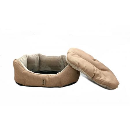 Kvalitní pelech pro psa oválný hnědý, zvýšené boky, vyndavací polštář, pratelný, 90x70 cm