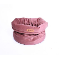Luxusní malý sametový pelíšek pro kočku / psa, růžový, 40x31 cm