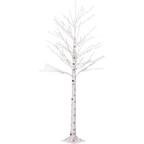 Umělý led strom bříza bílý venkovní + vnitřní, svícení + blikání, DO, 230 V, 120 cm