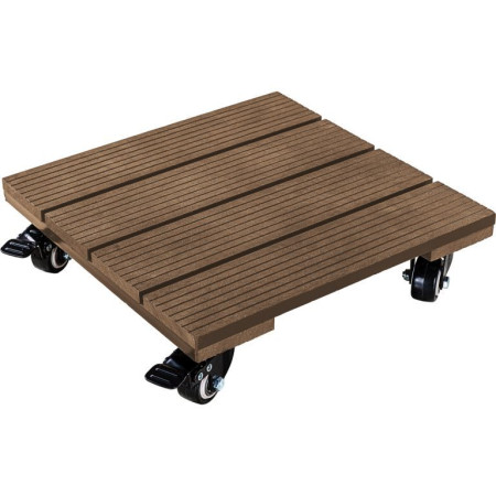Pojízdný podstavec pod květináč s kolečky, WPC (plast- imitace dřeva), čtvercový, světle hnědý, 30x30 cm