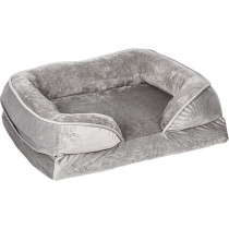 Extra měkký sametový pelíšek pro psa obdélníkový, vyvýšené okraje, světle šedý, 106x80 cm