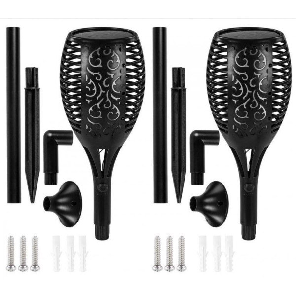 2x solární dekorativní svítidlo nástěnné / zapichovací, černé