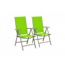 2 hliníkové skládací židle, nastavitelné opěradlo, zelená