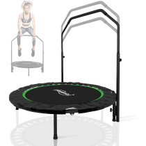 Skákací trampolína pro jumping a fitness, nastavitelné odnímatelné madlo na držení, do 150 kg, černá / zelená, 101 cm