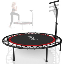 Skákací trampolína pro jumping a fitness, nastavitelné odnímatelné madlo na držení, do 120 kg, černá / červená, 101 cm