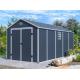 Velký plastový moderní zahradní domek na nářadí / garáž, tmavě šedá  + bílá, 456x241x238 cm