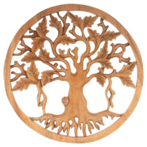 Nástěnná dřevěná dekorace Strom života- ruční výroba, průměr 30 cm