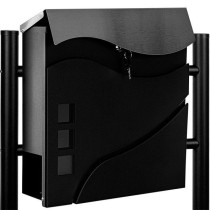 Designová poštovní schránka se stojanem pro firmy a rodinné domy černá, 37x37x10 cm, stojan 120 cm