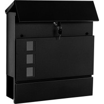 Moderní poštovní schránka na plot / na branku, kovová venkovní, černá, 37x37x10 cm