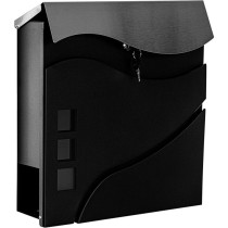 Moderní designová poštovní schránka venkovní pro domy a firmy, černá, 37x37x11 cm
