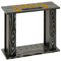 Luxusní dřevěný designový stojan na kulečníková tága, černá / šedá, 53x60x24 cm