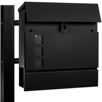 Černá moderní stojanová poštovní schránka pro rodinné domy a firmy, jedna noha, 37x37x10 cm, noha 120 cm