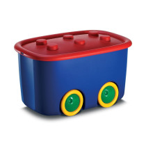 Velký dětský úložný box modrý / červený, s kolečky, 46L, 58x32x39 cm