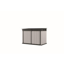 Velký venkovní plastový box na popelnice / na nářadí, šedohnědý, dveře + víko, 2020 L, 190,5x132,5x109,3 cm