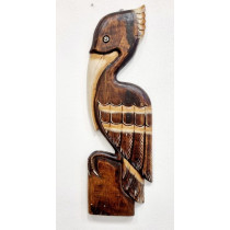 Nástěnná dřevěná vyřezávaná dekorace- pták Pelikán 60 cm