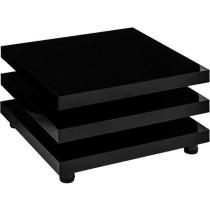 Moderní konferenční stolek s otočnými deskami poličkami, černý lesklý, 60x60 cm