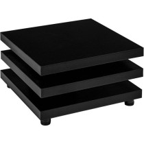 Moderní konferenční stolek s otočnými deskami poličkami, černý, 73x73 cm