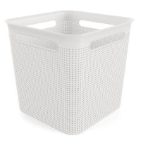 Plastový úložný box do domácnosti / kanceláře bílý, s malými otvory, 18 L, 29x29x28 cm