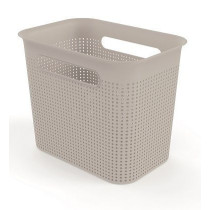 Plastový úložný box do domácnosti / kanceláře cappuccino, s malými otvory, 7 L, 26x18x21 cm