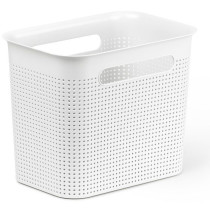 Plastový úložný box do domácnosti / kanceláře bílý, s malými otvory, 7 L, 26x18x21 cm