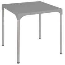 Menší venkovní jídelní stůl plast + hliník čtvercový 70x70 cm, domácnost / komerční prostory, šedý