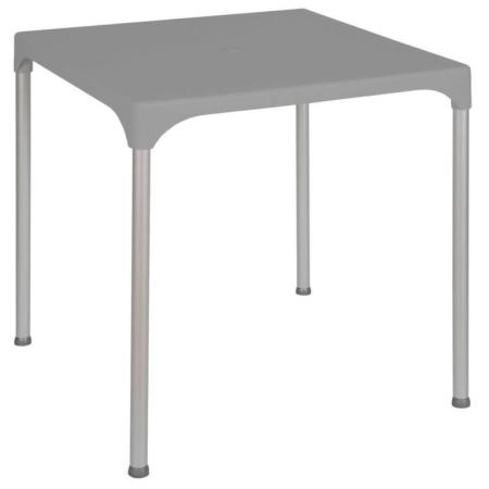 Menší venkovní jídelní stůl plast + hliník čtvercový 70x70 cm, domácnost / komerční prostory, šedý