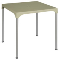Menší venkovní jídelní stůl plast + hliník čtvercový 70x70 cm, domácnost / komerční prostory, taupe