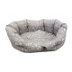 Oválný pelíšek s vysokým okrajem pro psa šedý s obrázky psů, pratelný, 50x40 cm