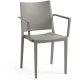Moderní plastové křeslo s vysokou nosností do 150 kg, područky, terasy / restaurace / sály, šedé