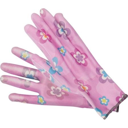 Dámské zahradnické rukavice fialové s květinami vel. 9