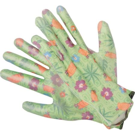 Dámské zahradní rukavice zelené s květinami vel. 9