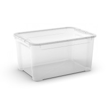 Veký průhledný plastový box s víkem stohovatelný 47 L, 39x28,5x55,5 cm