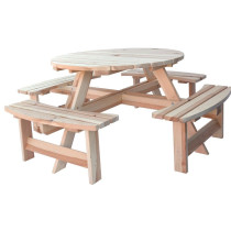 Kulatý pivní / piknikový set nábytku masivní dřevo, borovice nelakovaná, průměr 180 cm
